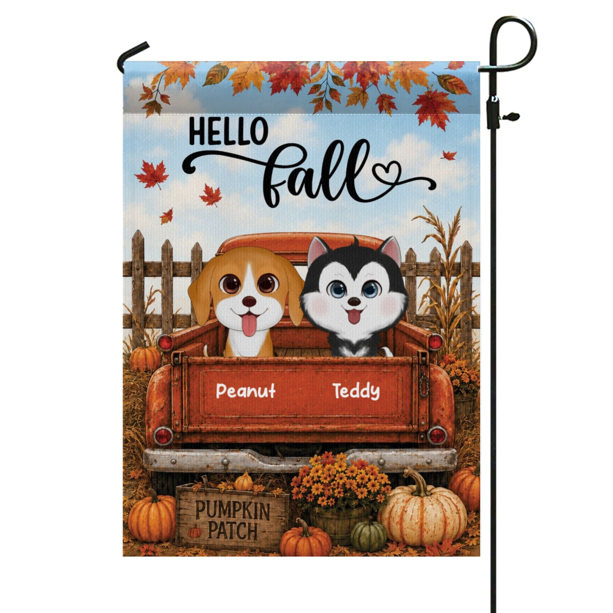 Trending Dogs On Truck - Personalized Garden Flag - Fall Season Gift For Dog Lovers