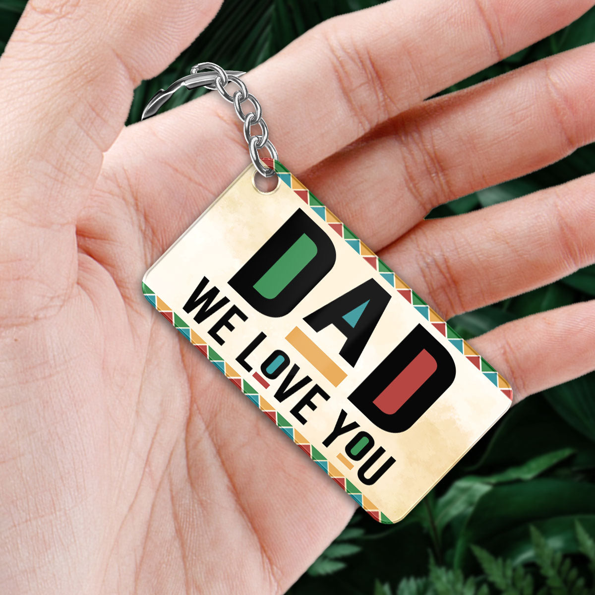 Best Dad Ever Colorful Pattern Back View Man Kids Dog Cat Personalized Acrylic Keychain