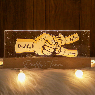 Dad Grandpa And Kids Fist Bump Personalized Acrylic LED Night Light