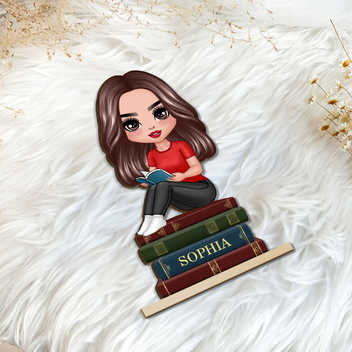 Gift For Book Lover Book Worm Custom Personalized Standing Wooden Plaque