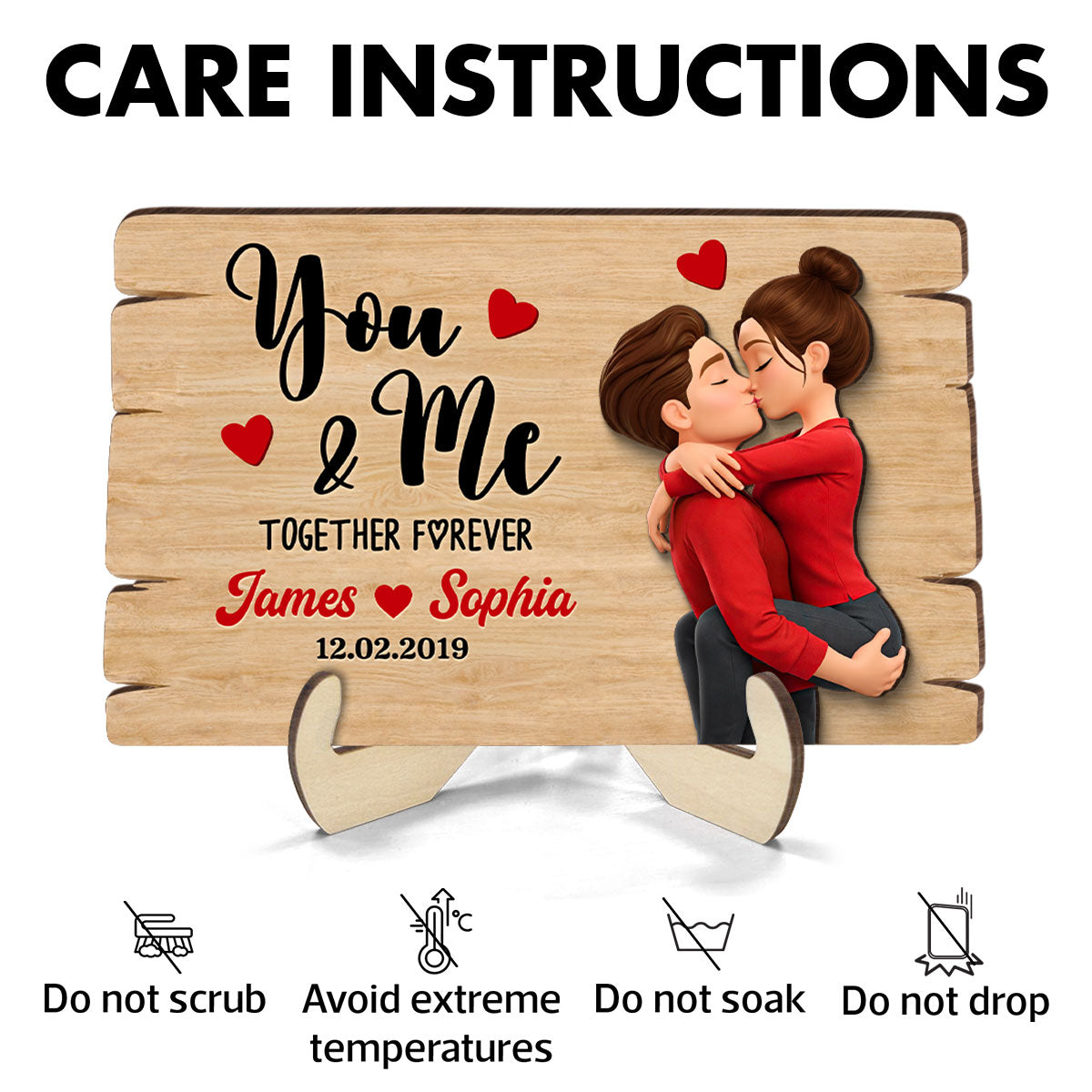 Valentines Day Couple You & Me Together Forever - Personalized 2-Layered Wooden Plaque - Anniversary, Valentine's Day Gift, Gift For Him, Gift For Her