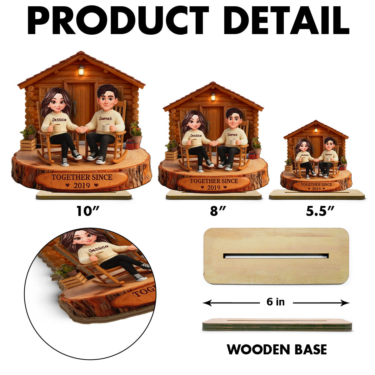 Eternal Love Couple Forever Together Wooden Cabin - Personalized 2-Layer Wooden Plaque - Gift For Couple, Gift For Him, For Her
