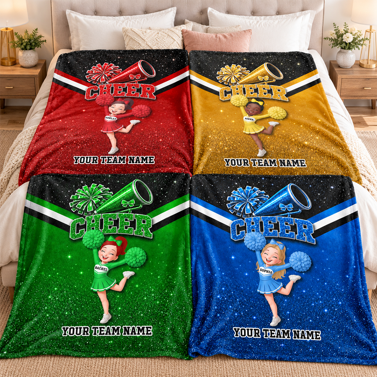 Proud Cheerleader Custom Name And Team Name - Personalized Fleece Blanket - Christmas Gift For Cheerleaders, Daughter, Granddaughter