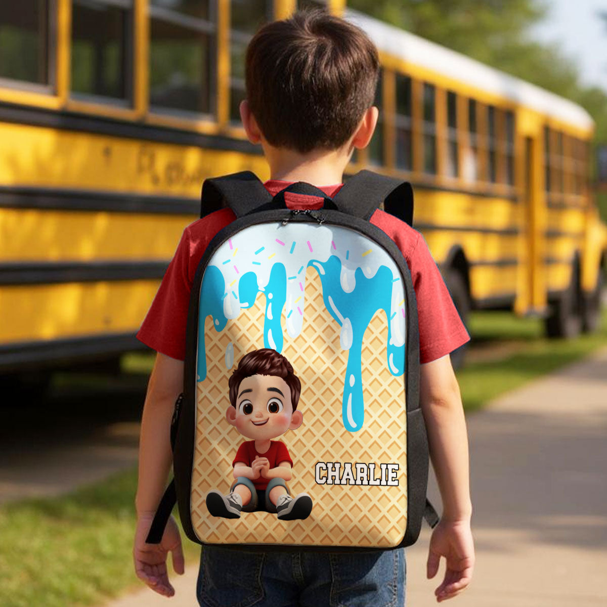 Ice Cream Drip Personalized Kid Backpack, Back to School Backpack for Kids