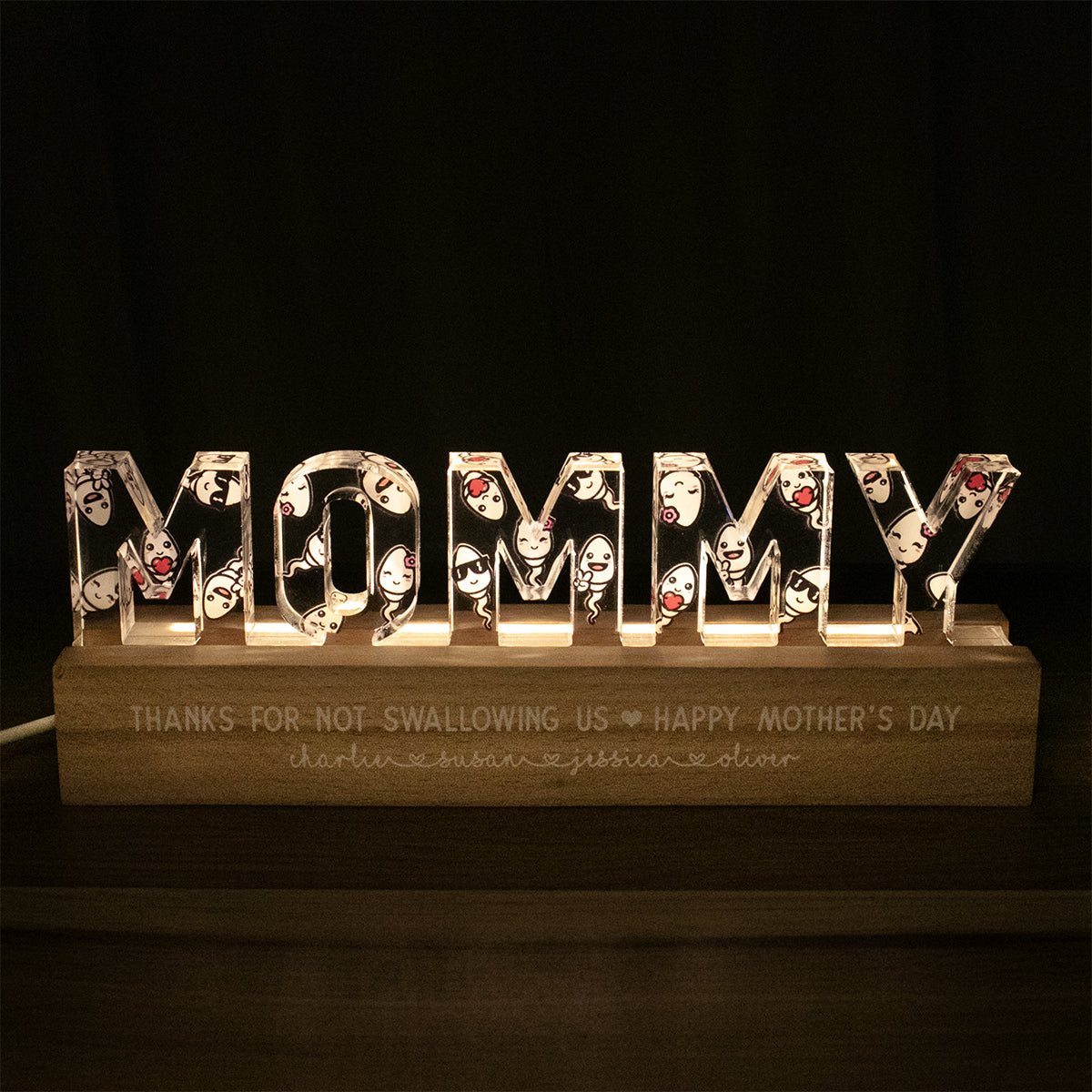 Mommy Thanks For Not Swallowing Us Funny Mother‘s Day Gift For Mom Personalized LED Night Light