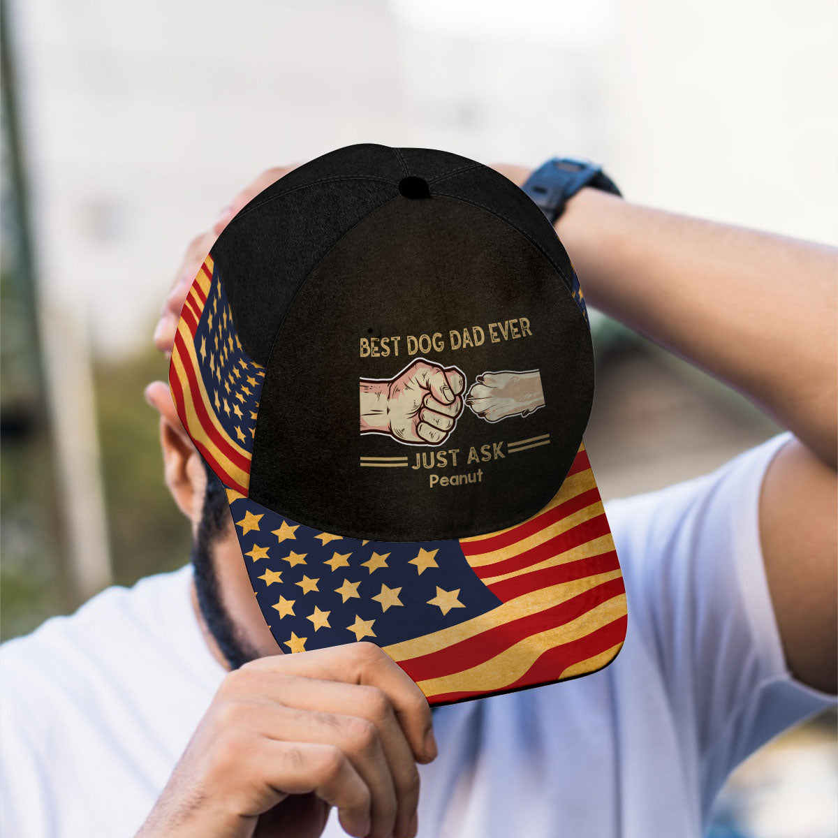 Best Dog Dad Ever Nation Flag Personalized Classic Cap, Father's Day Gift For Dog Dad