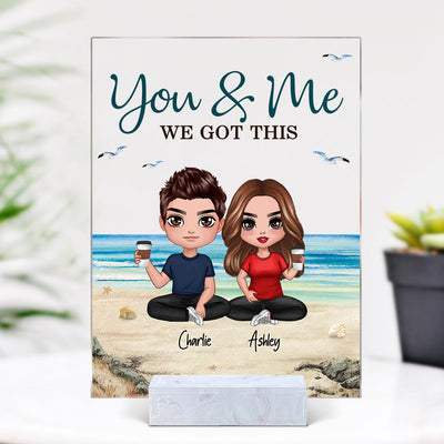 Doll Couple Sitting Beach Landscape Gift For Him Gift For Her Personalized Acrylic Plaque