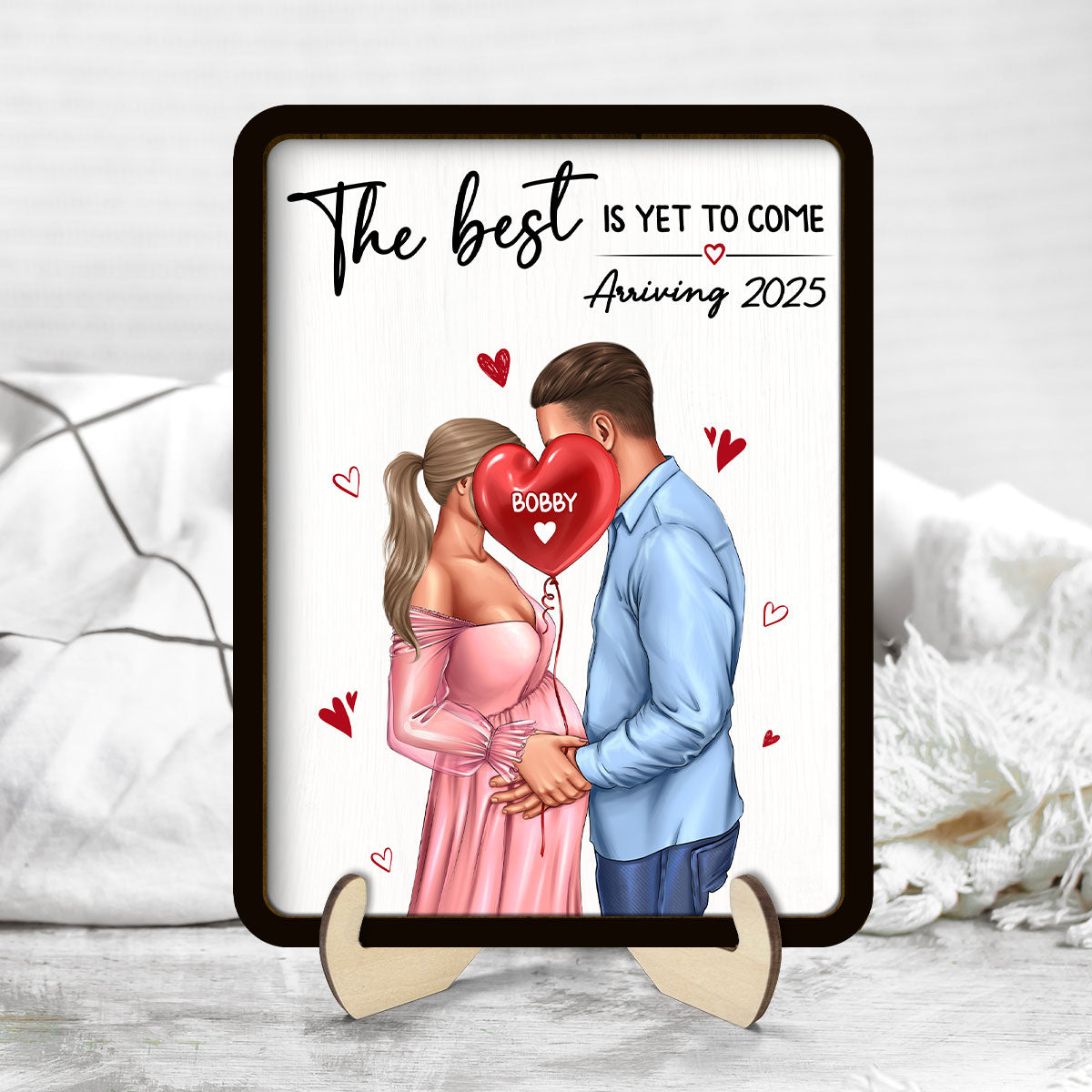 Personalized Kissing Pregnant Couple, Expecting Parents, Pregnancy Couple Personalized Wooden Plaque,  Gift, Pregnancy Announcement