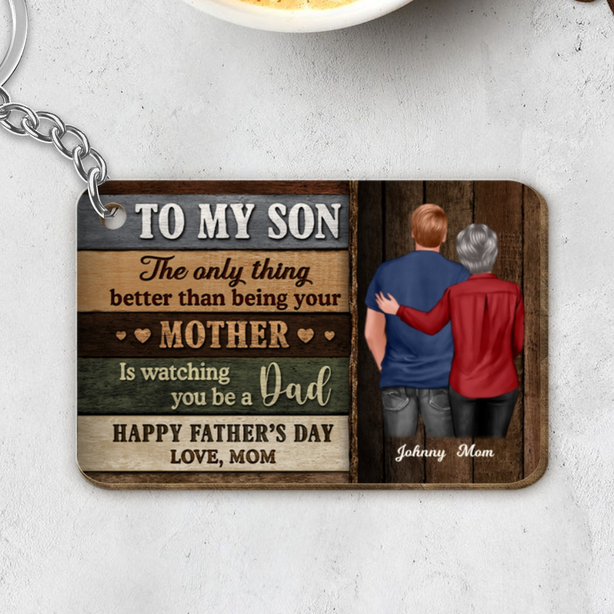 Colored Wood Pallets To My Son From Mom Happy Father's Day Personalized Wooden Keychain