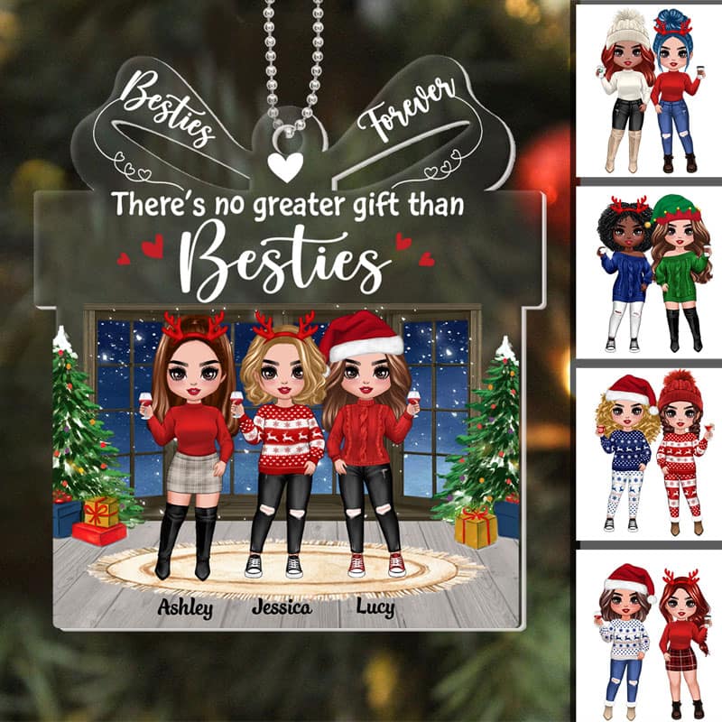 Christmas Doll Besties Standing Gift Shape Personalized Acrylic Ornament