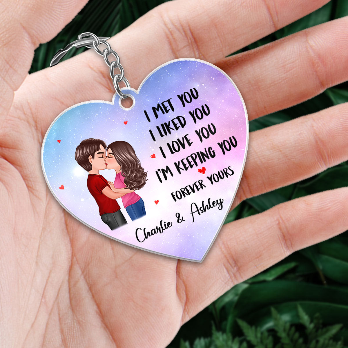 Couple Kissing I Met You I Love You Calendar Date Anniversary Gift For Him For Her Personalized Acrylic Keychain