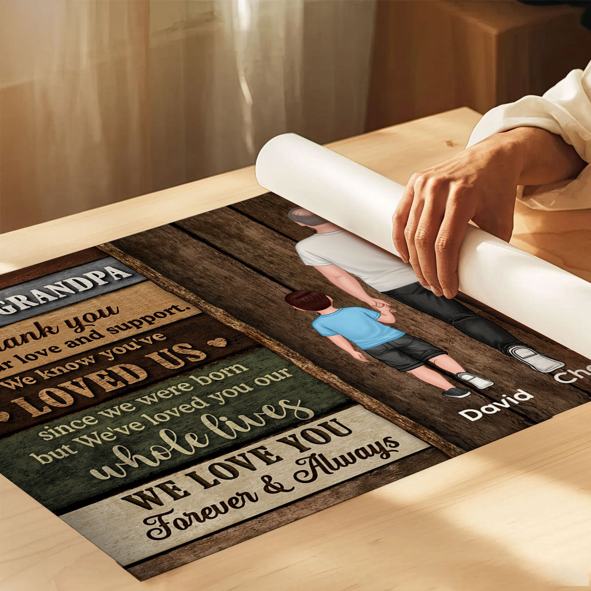 Colored Wood Pallets To Grandpa From Grandchildren Happy Father's Day Personalized Poster