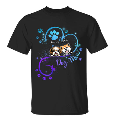 Peeking Dogs Dog Mom Heart Splash Personalized Shirt