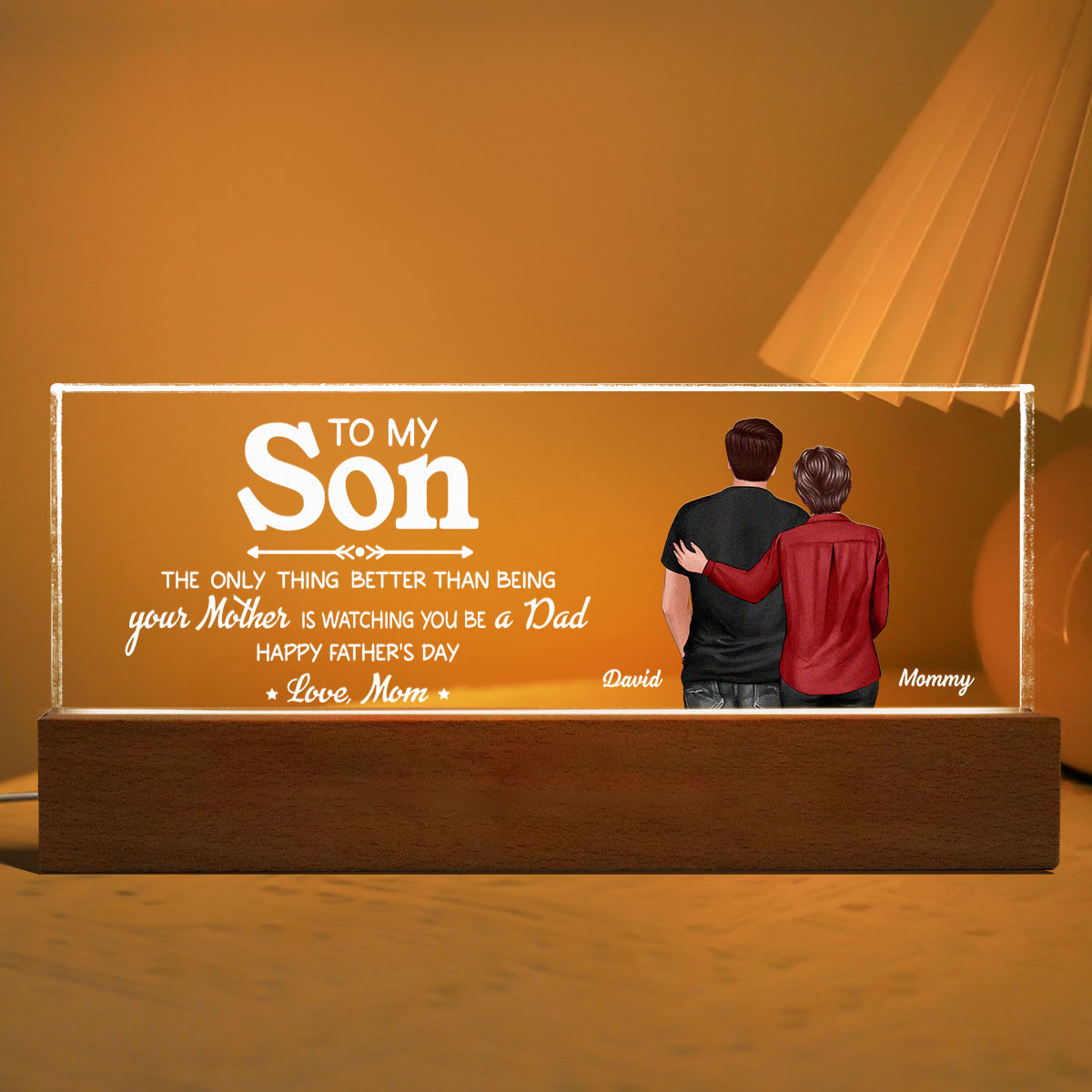 From Mom To Son Remember That I Love You, Personalized LED Night Light, Father's Day Gift For Son
