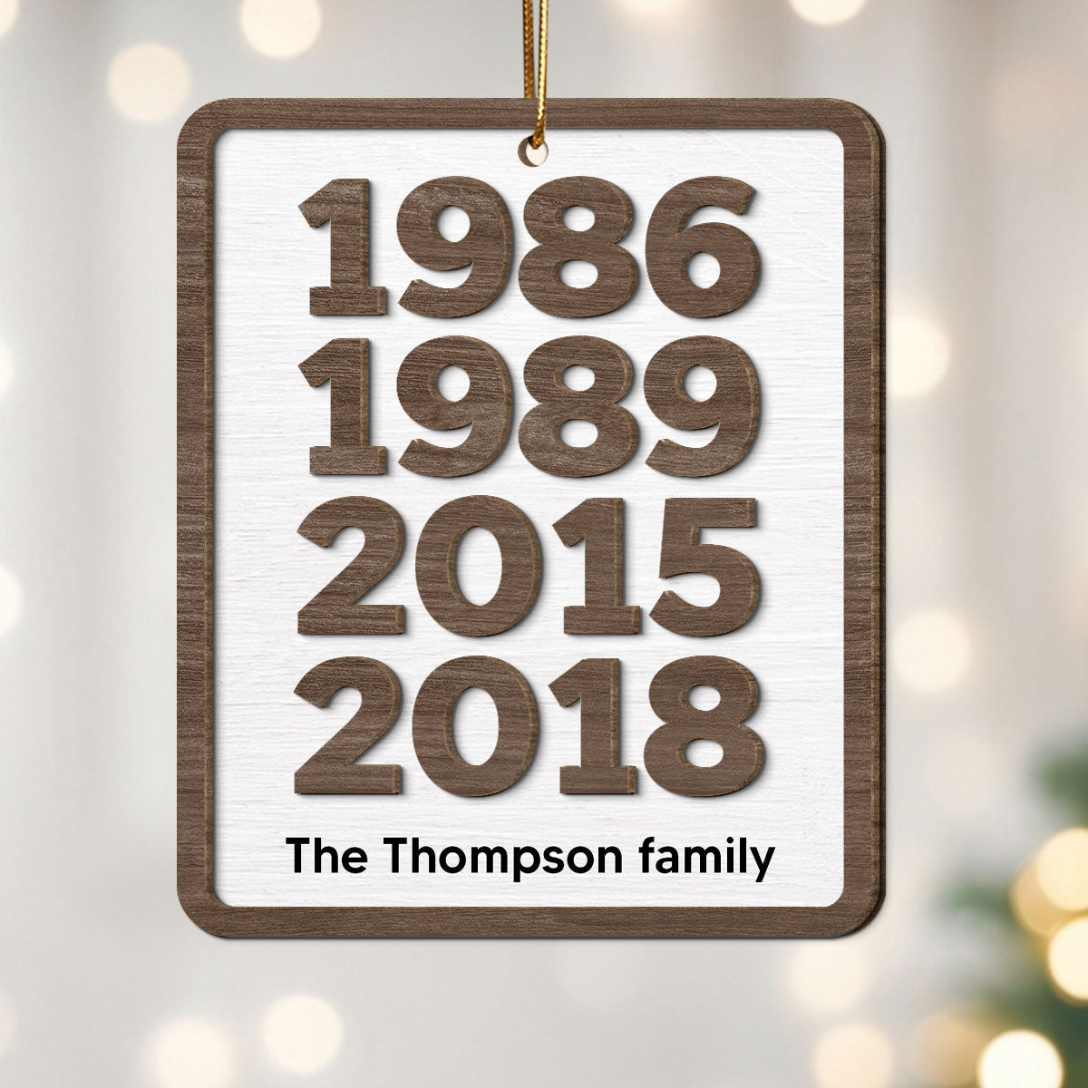 Custom Years Family Decor Gift Personalized 2-Layer Wooden Ornament