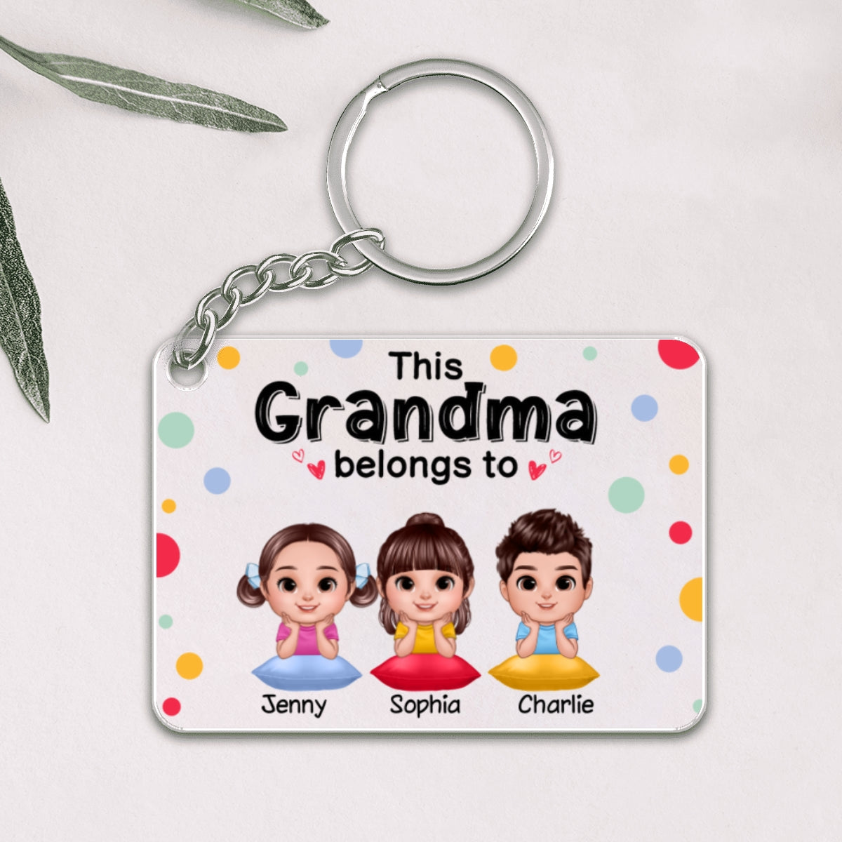 This Grandma Mom Belongs To Cute Doll Kids Personalized Acrylic Keychain