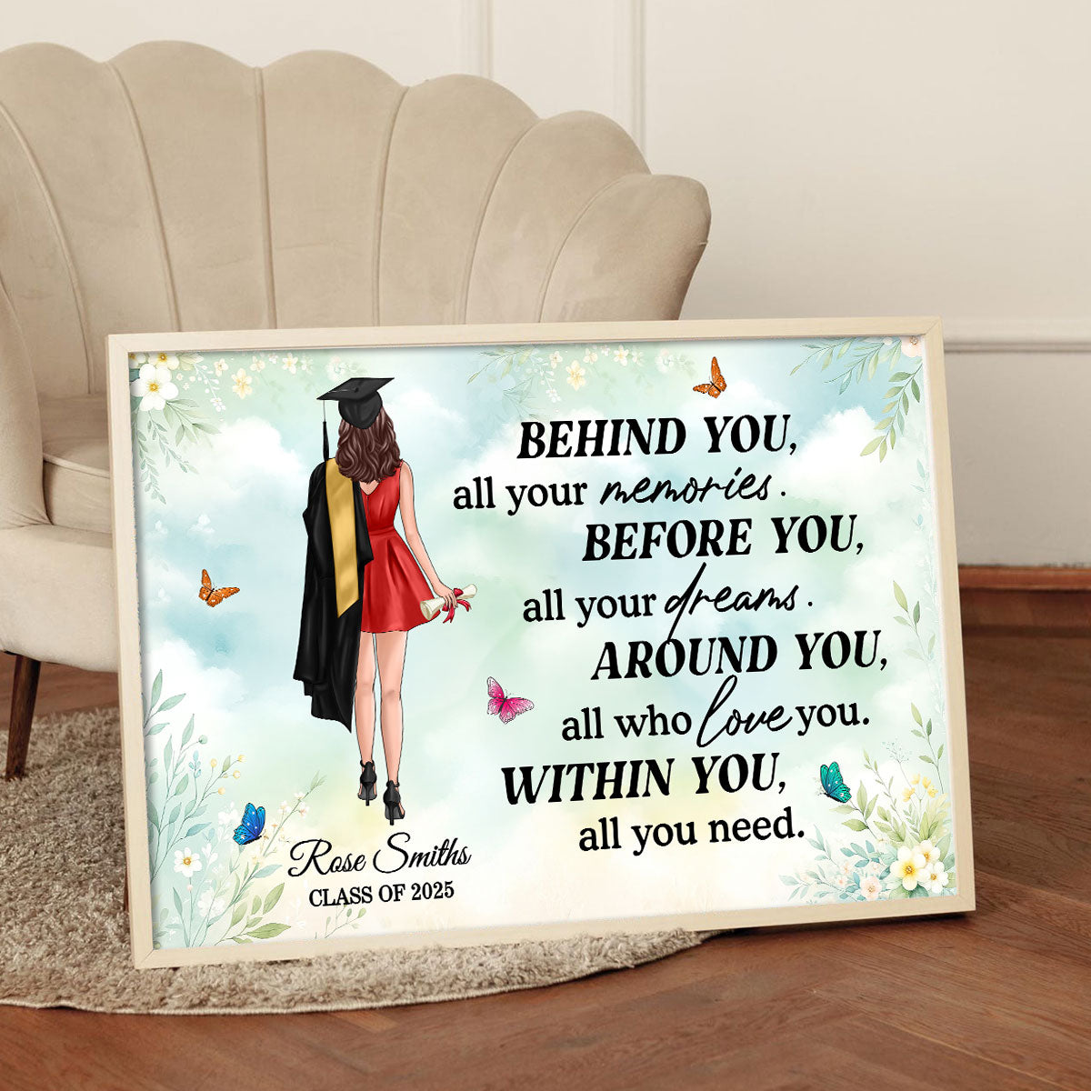 Graduation Senior Behind You All Your Memories Personalized Poster, Graduation Gift