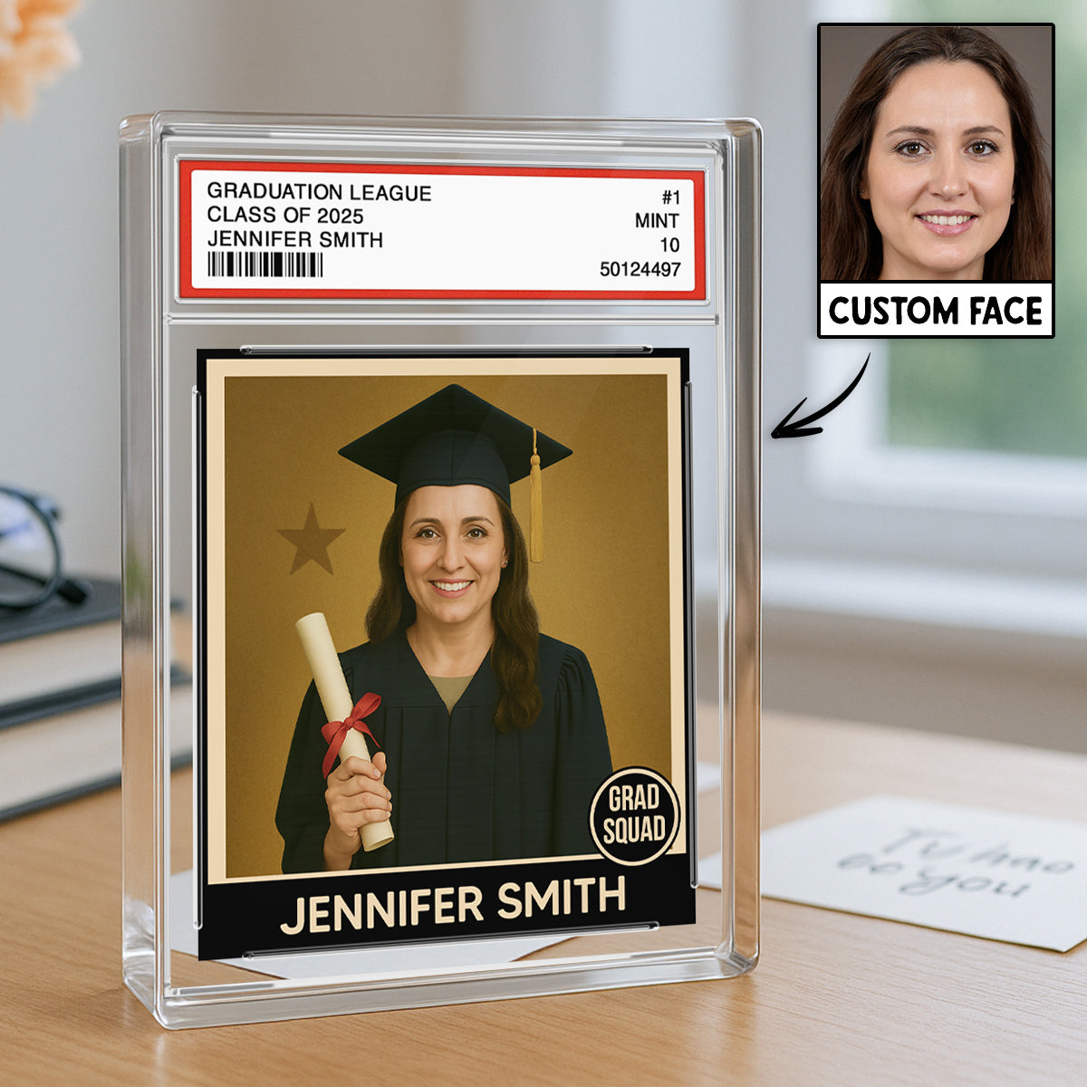 Graduation Gift Graduate Trading Card Style Personalized Acrylic Block Plaque, Unique Keepsake, Graduation Gift