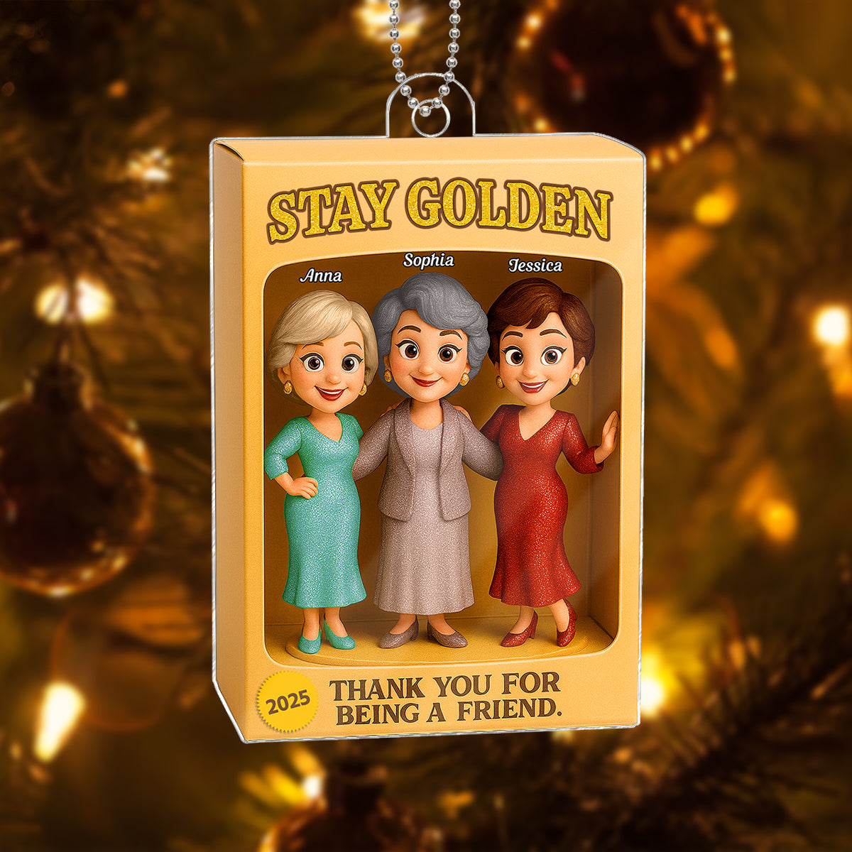 Stay Golden Thank You For Being A Friend Toy Box Style - Personalized Acrylic Ornament - Christmas Gift For Best Friends
