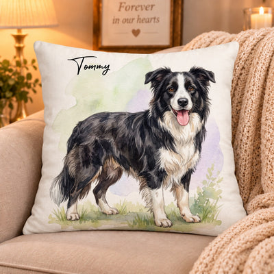 Custom Dog Cat Watercolor Portrait from Photo - Personalized Pillow - Christmas Gift for Dog Lovers, Memorial Gift