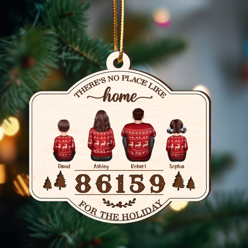 No Place Like Home Zip Code Doll Family Personalized Wooden Ornament, Christmas gift for Family