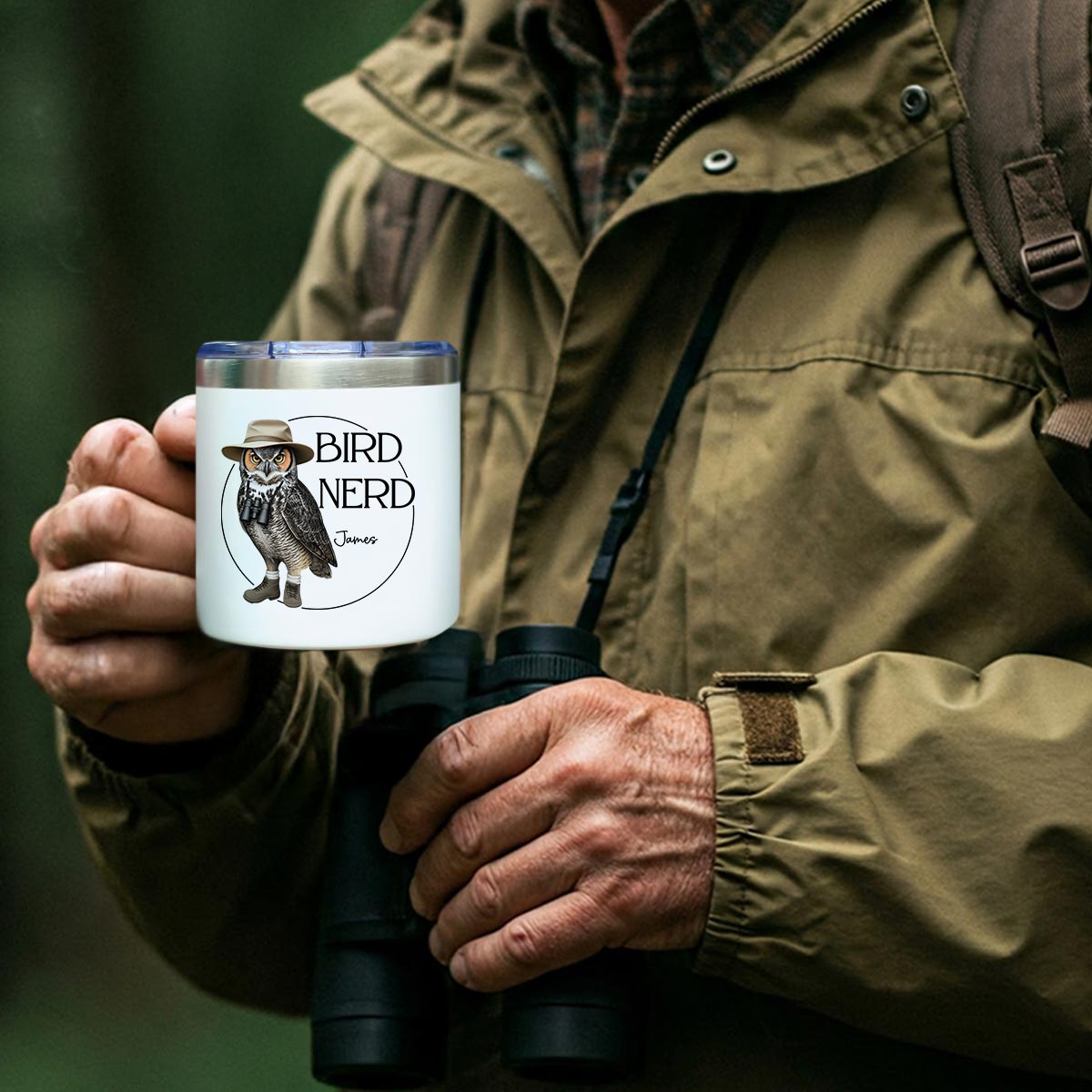 Bird Nerd Funny Gift For Bird Watcher Bird Twitcher Bird Lover Personalized Stainless Steel Tumbler With Handle