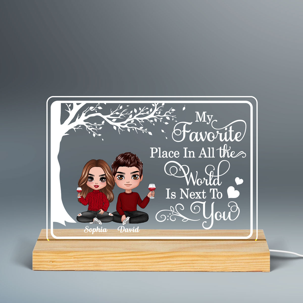My Favorite Place Doll Couple Sitting Personalized Custom Shape LED Night Light LED Lamp