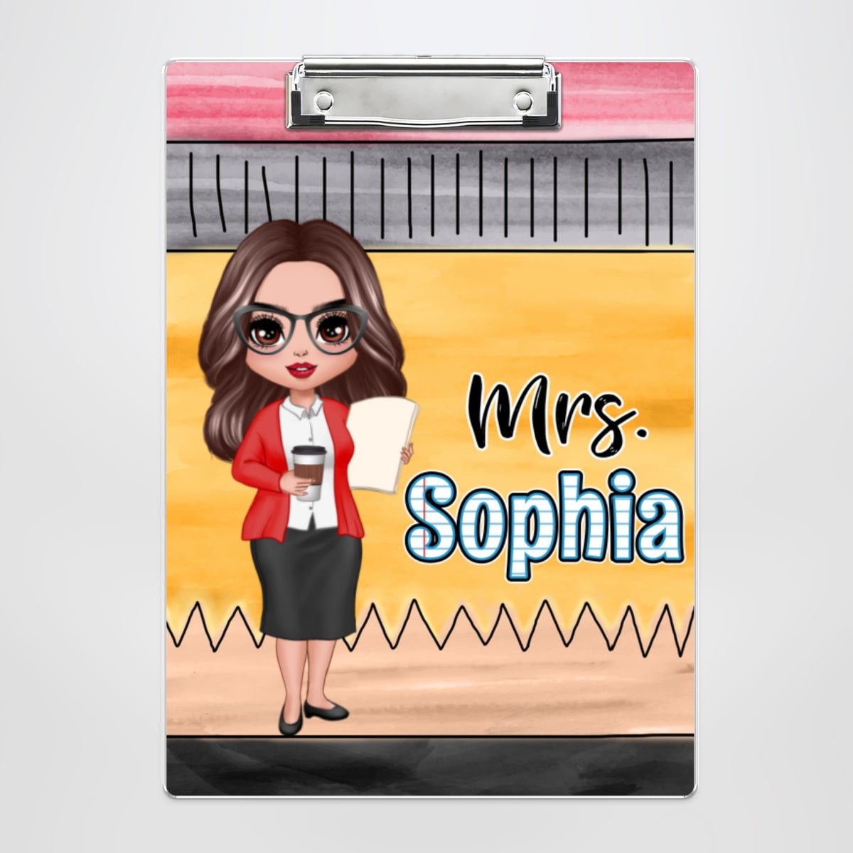 Teacher Pencil Personalized Clipboard, Appreciation Thank You Gift
