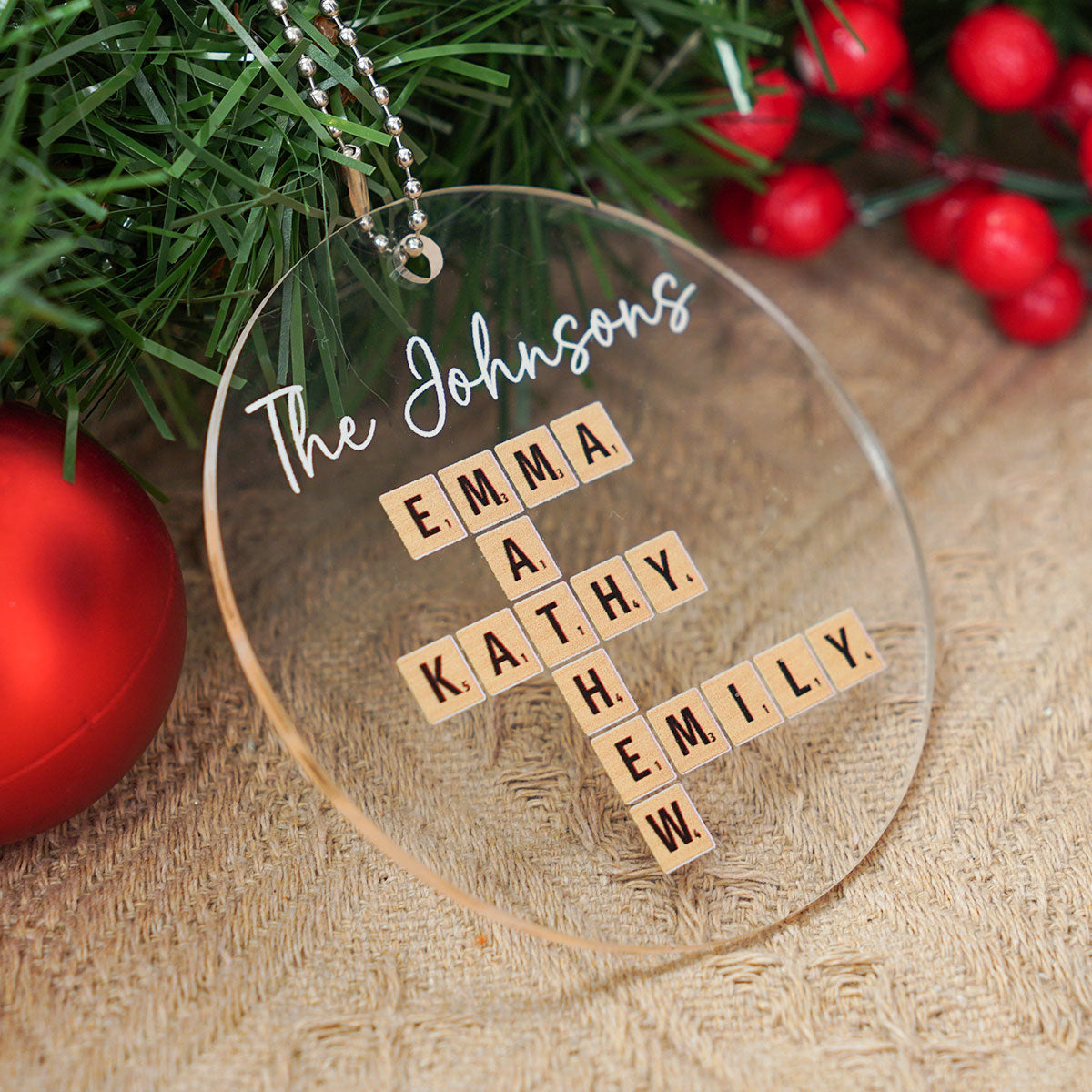 Family Crossword Puzzle Art - Personalized Acrylic Ornament