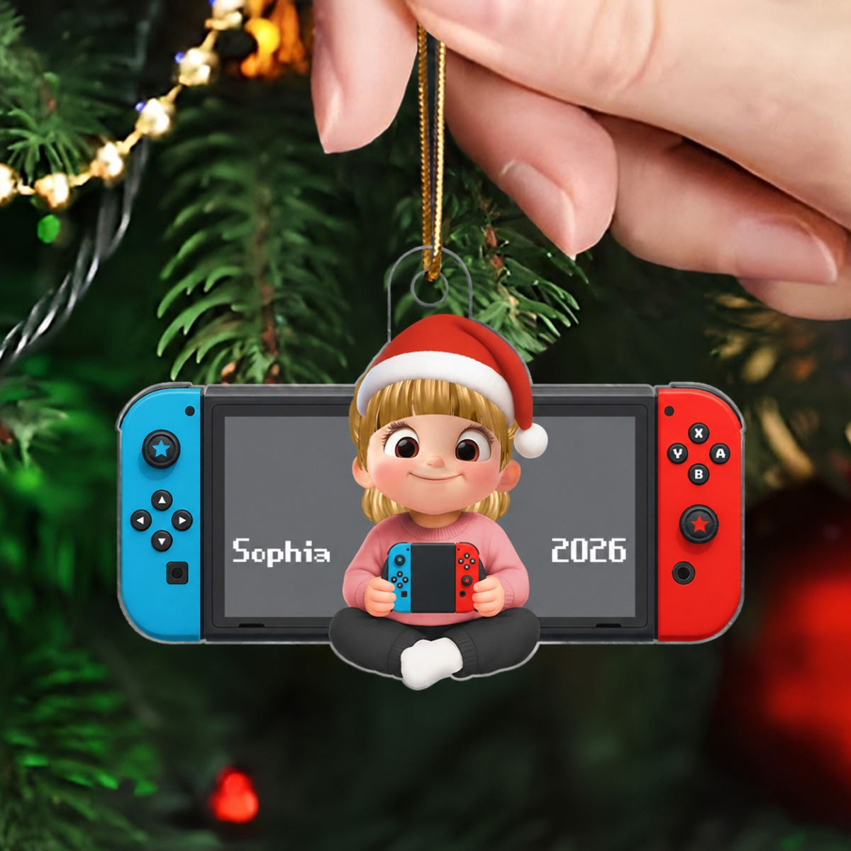 Personalized Gamer 3D Effect Ornament for Boys Girls, Christmas Gift for Kids