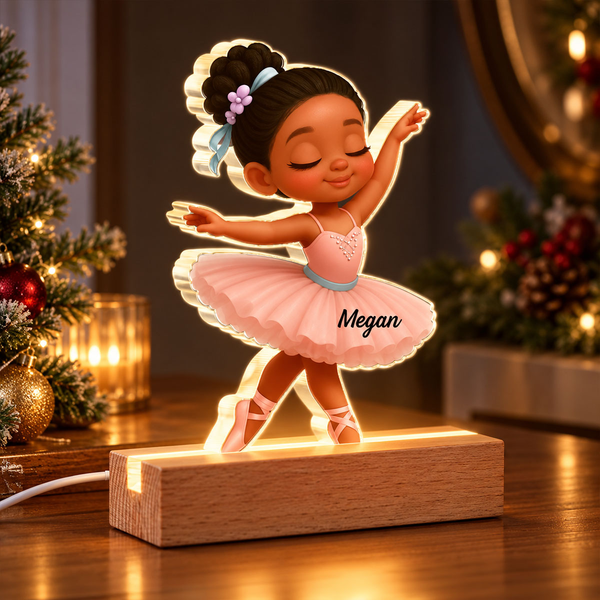 Custom Ballerina Girl - Personalized Acrylic Block LED Night Light - Nursery Room Lamp, Birthday Gift, Christmas Gift for Daughter, Granddaughter