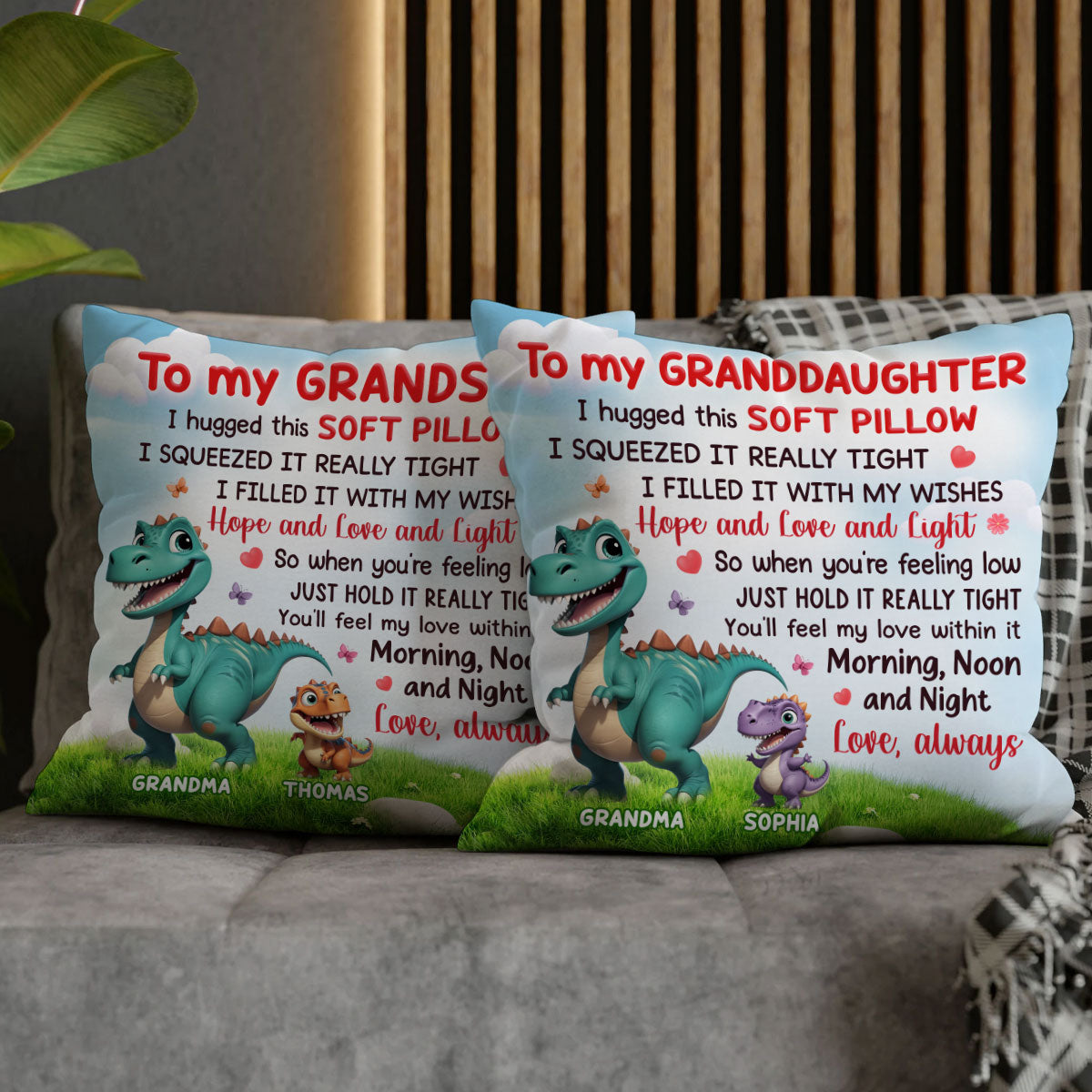 To My Granddaughter Grandson From Grandmasaurus Personalized Pillow