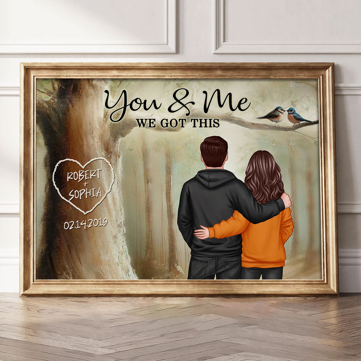 Couple Names Carved On Tree Of Love Personalized Poster, Heartfelt Gift For Couple, For Him, For Her, Boyfriend, Girlfriend, Husband, Wife
