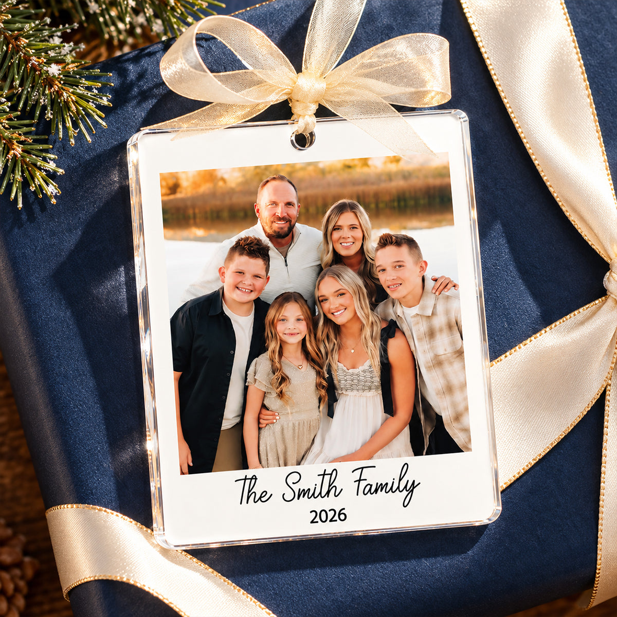 Custom Family Photo - Personalized Acrylic Ornament, Large Family Christmas Gifts, Personalized Family Polaroid Keepsake