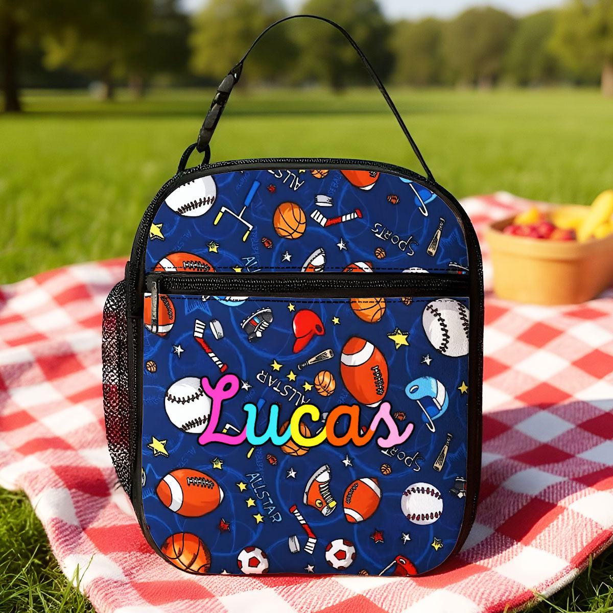 Personalized Insulated Kid Lunch Bag, Custom Kid Name Back to School Meal Tote Kit for Girls, Boys