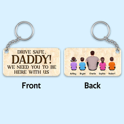 Best Dad Ever Back View Man Kids Dog Cat Personalized Acrylic Keychain