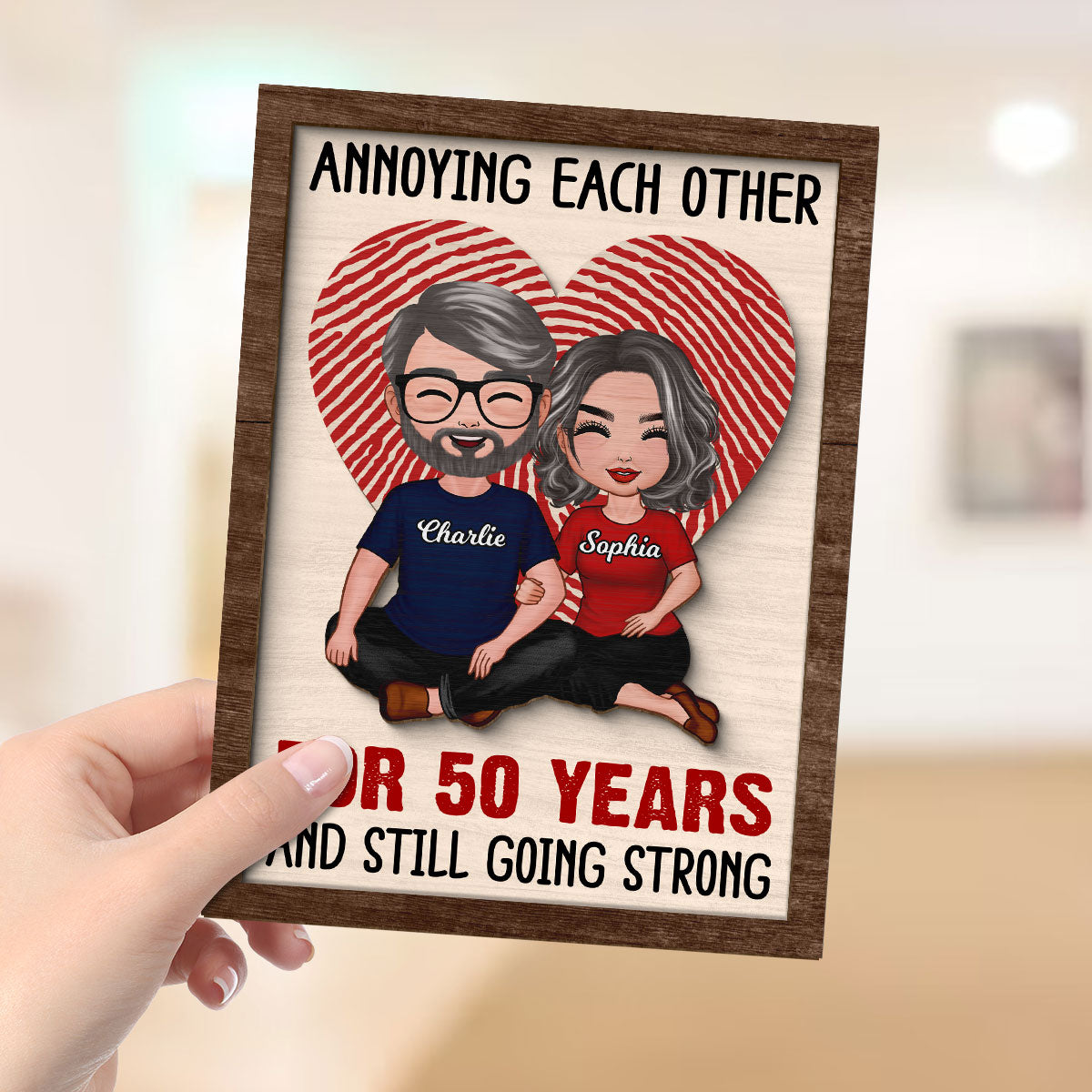 Annnoying Each Other Couple Personalized 2-Layer Wooden Plaque