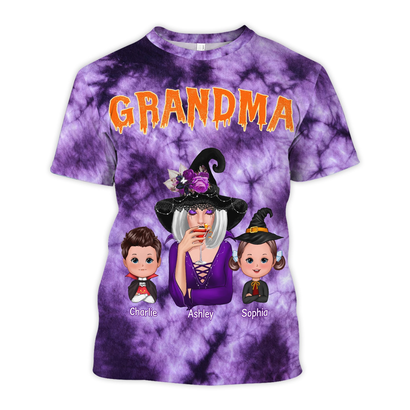 Witch Grandma & Kids Personalized Shirt, Halloween Costume for Grandma