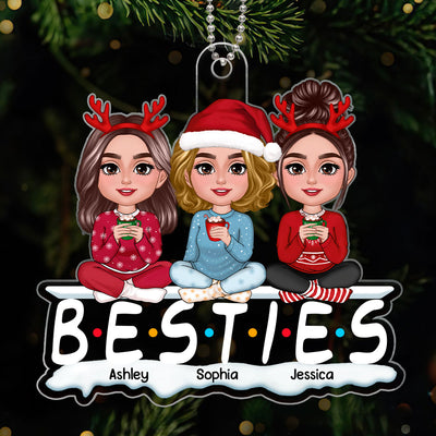 Besties Sisters Friends Sitting Together Personalized Acrylic Ornament
