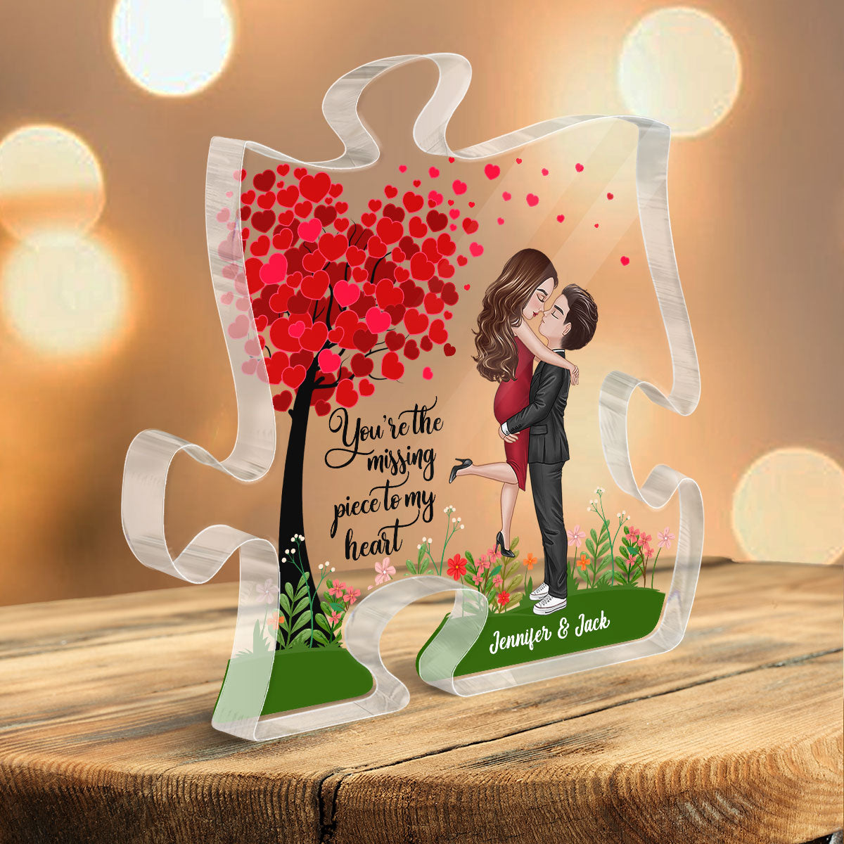 Heart Tree Couple Personalized Acrylic Puzzle Plaque