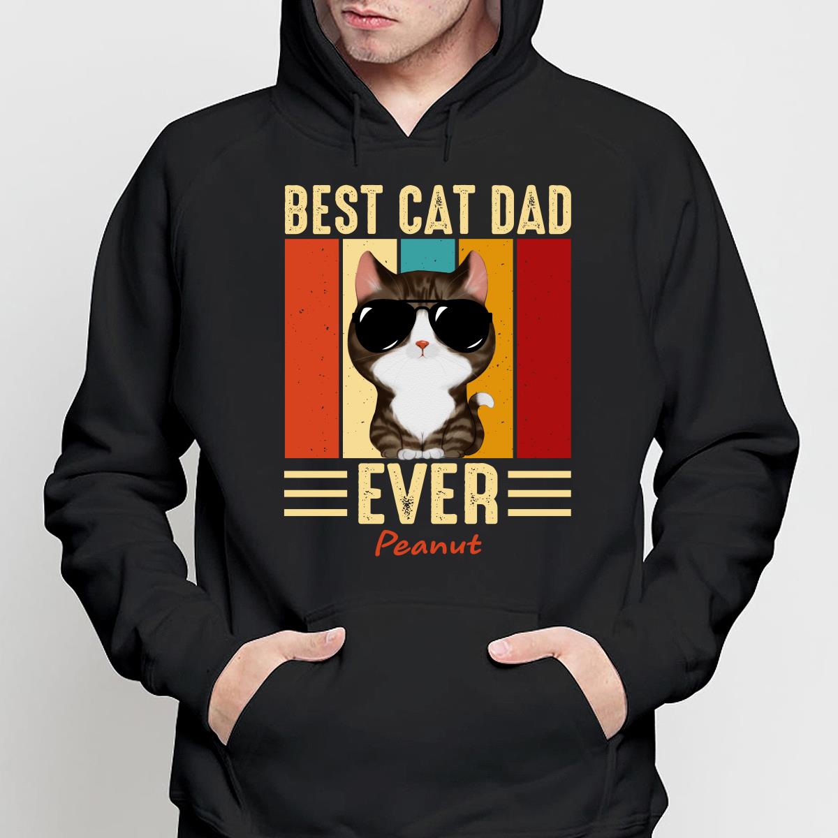 Cool Best Cat Dad Ever Watercolor Cute Cats Personalized Shirt