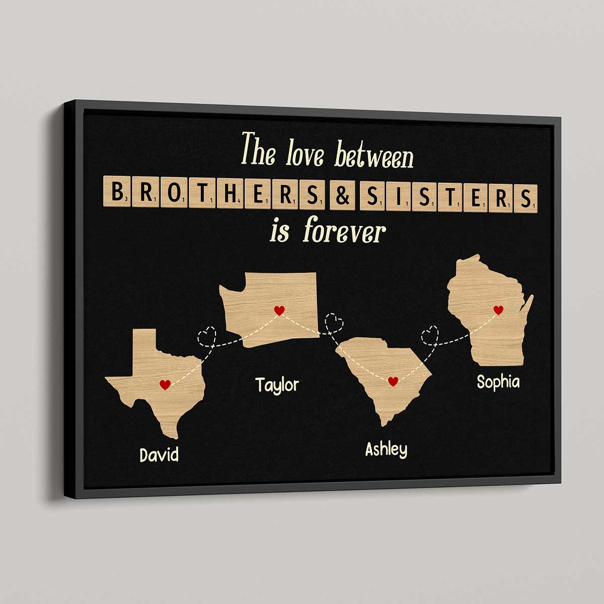 Family Bond Forever Gift For Family Siblings Brothers Sisters State Maps Personalized Poster
