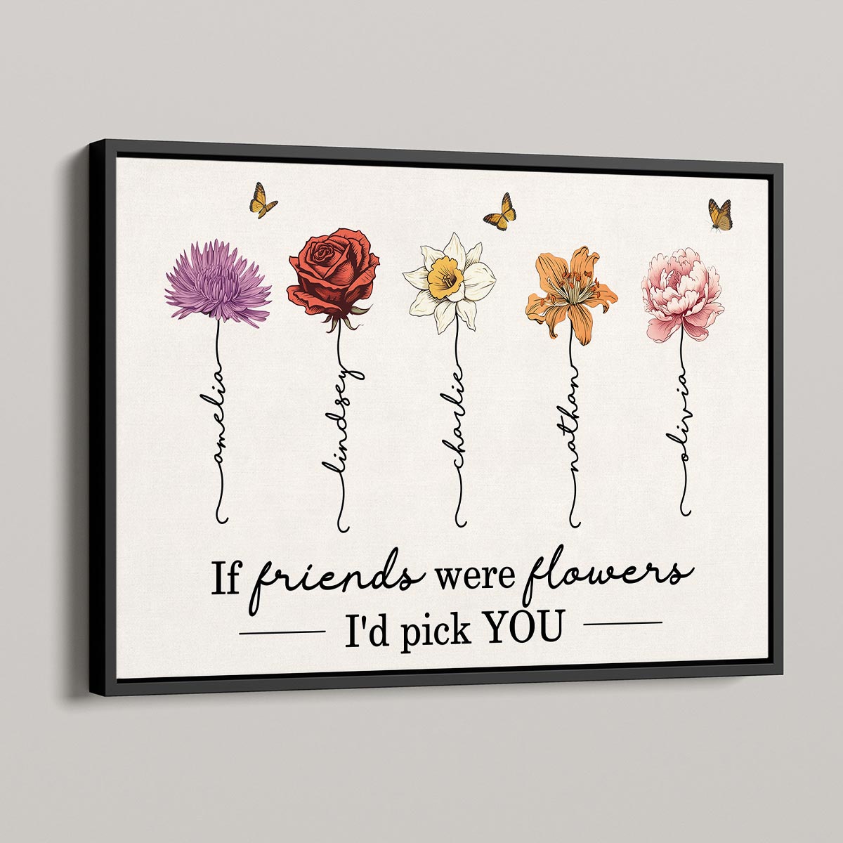 If Friends Sisters Were Flowers I'd Pick You Birth Month Flowers Personalized Poster, Gift For Best Friends, Besties, BFF, Sisters