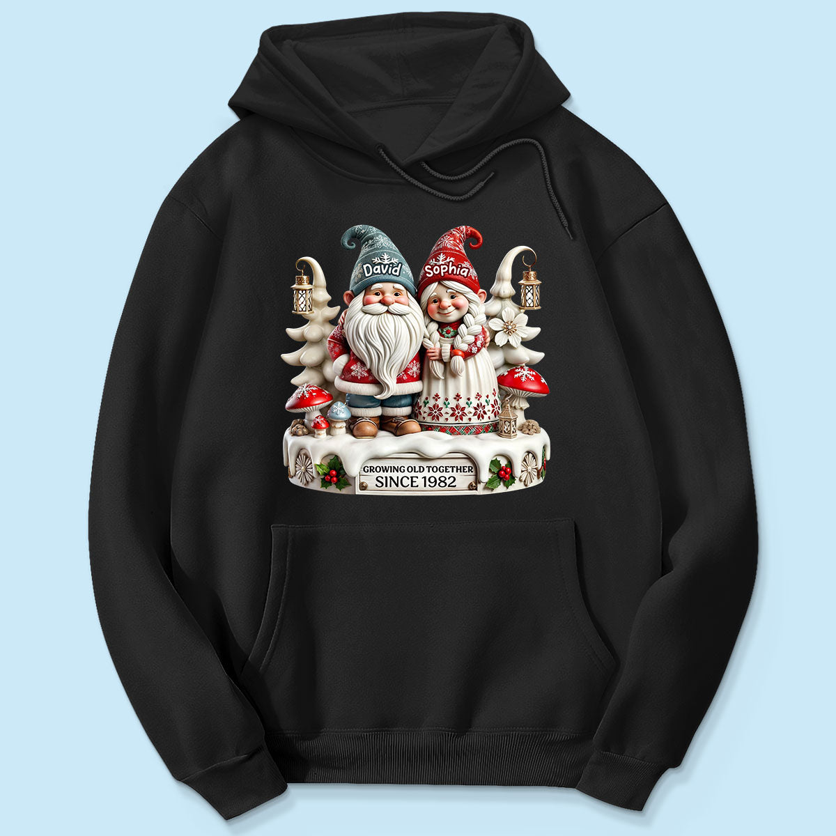 3D Effect Gnome Couple Together Christmas Personalized Shirt, Heartfelt Gift For Couple, For Him, For Her, Husband, Wife