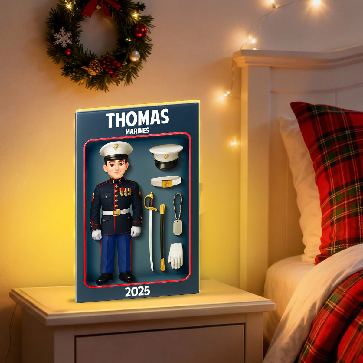 Marines Action Figure 3D Effect - Personalized Light Box - Special Gift For The Marines