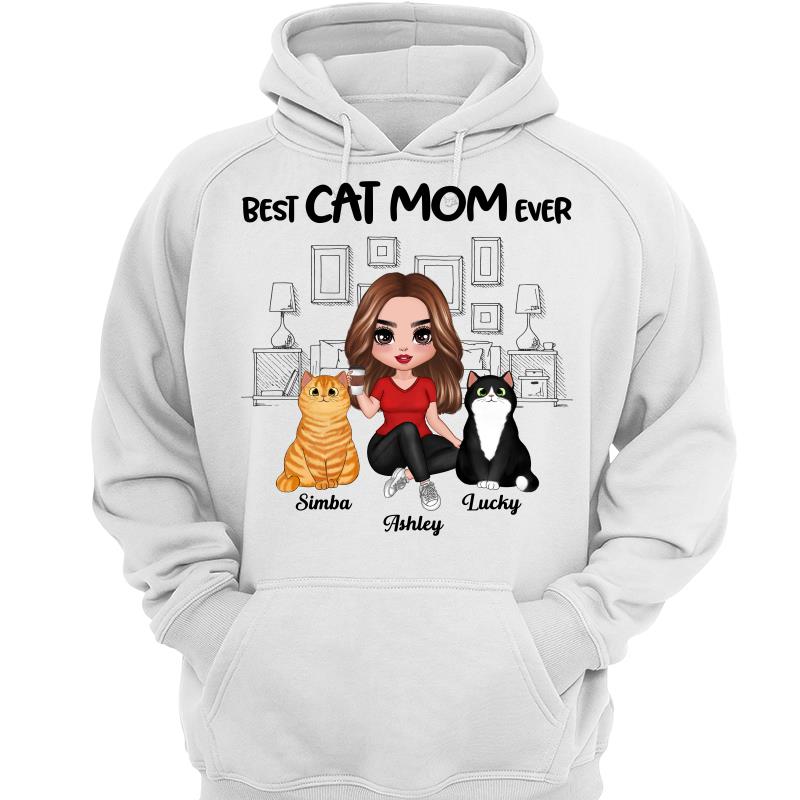 Outline Background In House Best Cat Mom Ever Personalized Shirt