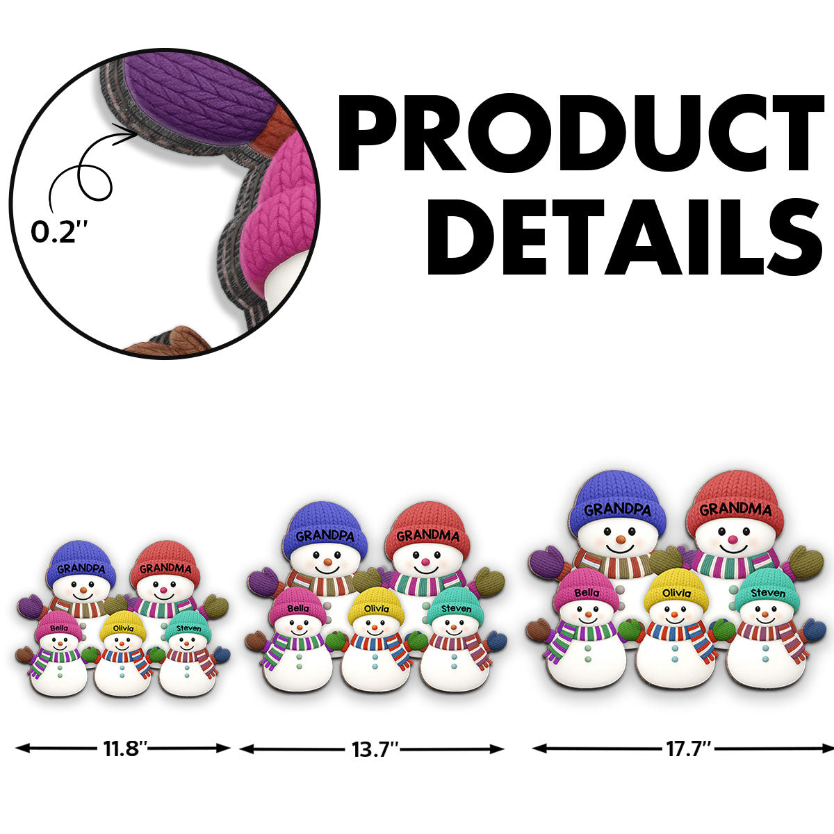Christmas Grandma Grandpa And Grandkids Snowman Together - Personalized Wood Sign