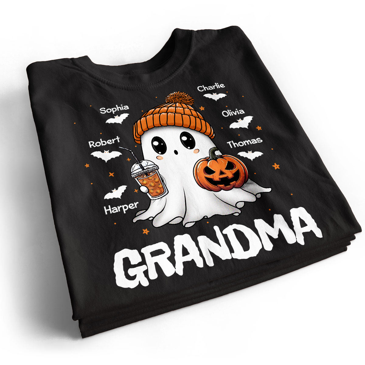 Fall Season Halloween Grandma Boo Personalized Dark Color Shirt