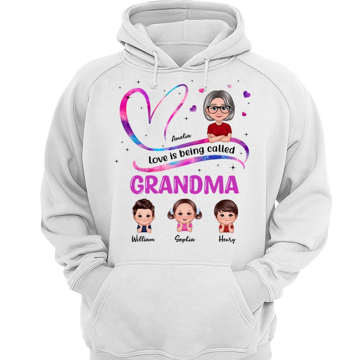 Heart Love Being Called Grandma Pretty Woman & Cute Doll Kids Personalized Shirt