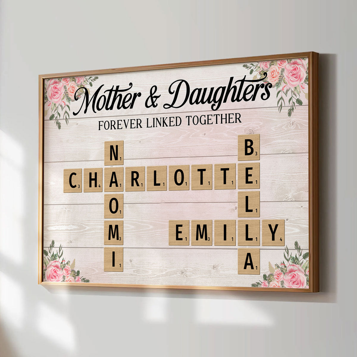 Mother & Daughters Sons Forever Linked Together Crossword Puzzle Art Personalized Poster